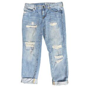 Sz.12/31*GAP*Sexy Boyfriend Fit--Blue Ripped-Up Cropped Jeans